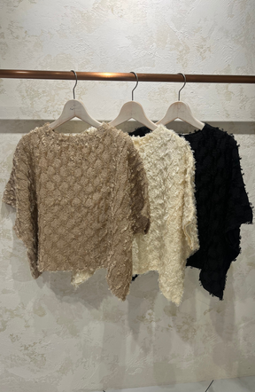 [星 玲奈さんコラボ] ジャガードフリンジ前後2WAYブラウス