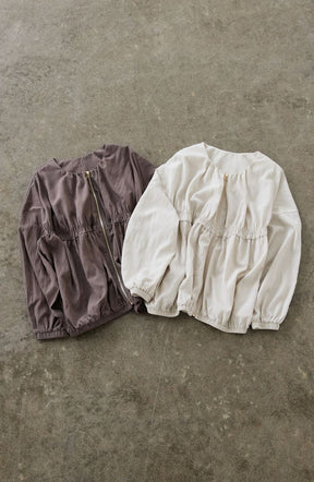 レーヨンナイロンギャザー切替ブルゾン