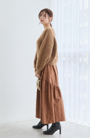 ダブルフェイスシャギーランタンスリーブプルオーバー