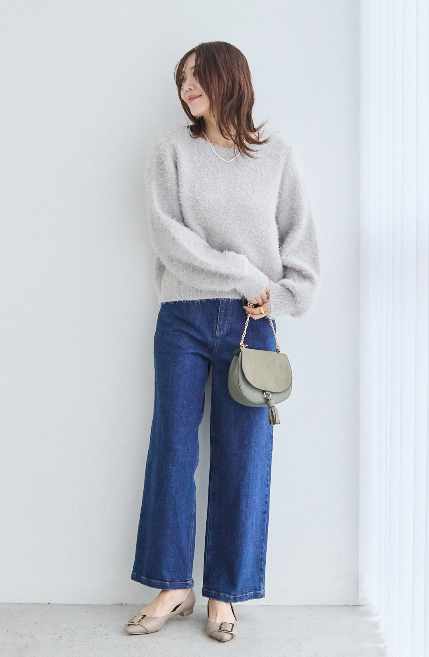 ダブルフェイスシャギーランタンスリーブプルオーバー