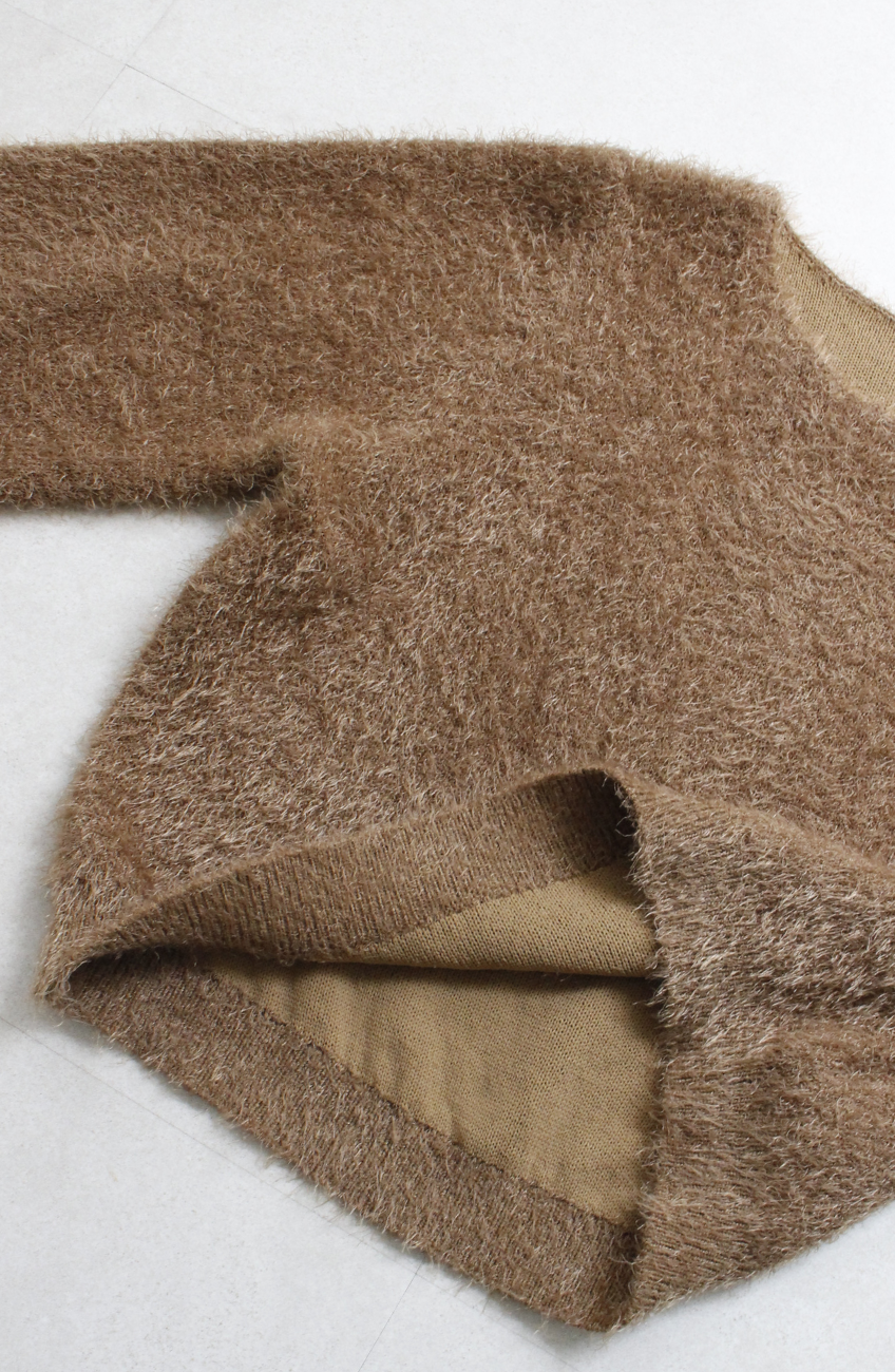 ダブルフェイスシャギーランタンスリーブプルオーバー