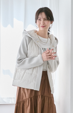 中綿×ニット切替ジャケット