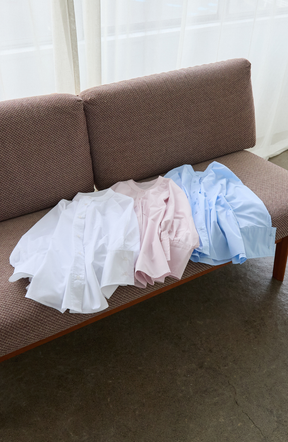 [acoさんコラボ] ノーカラーダブルカフスブラウス