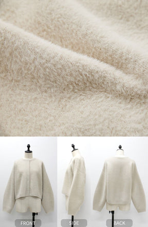 ダブルフェイスフェザーノーカラージャケット