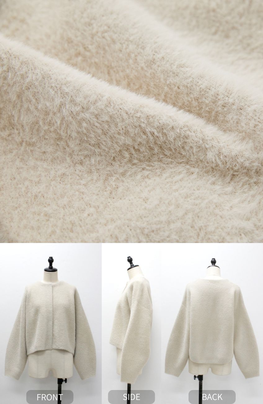 ダブルフェイスフェザーノーカラージャケット