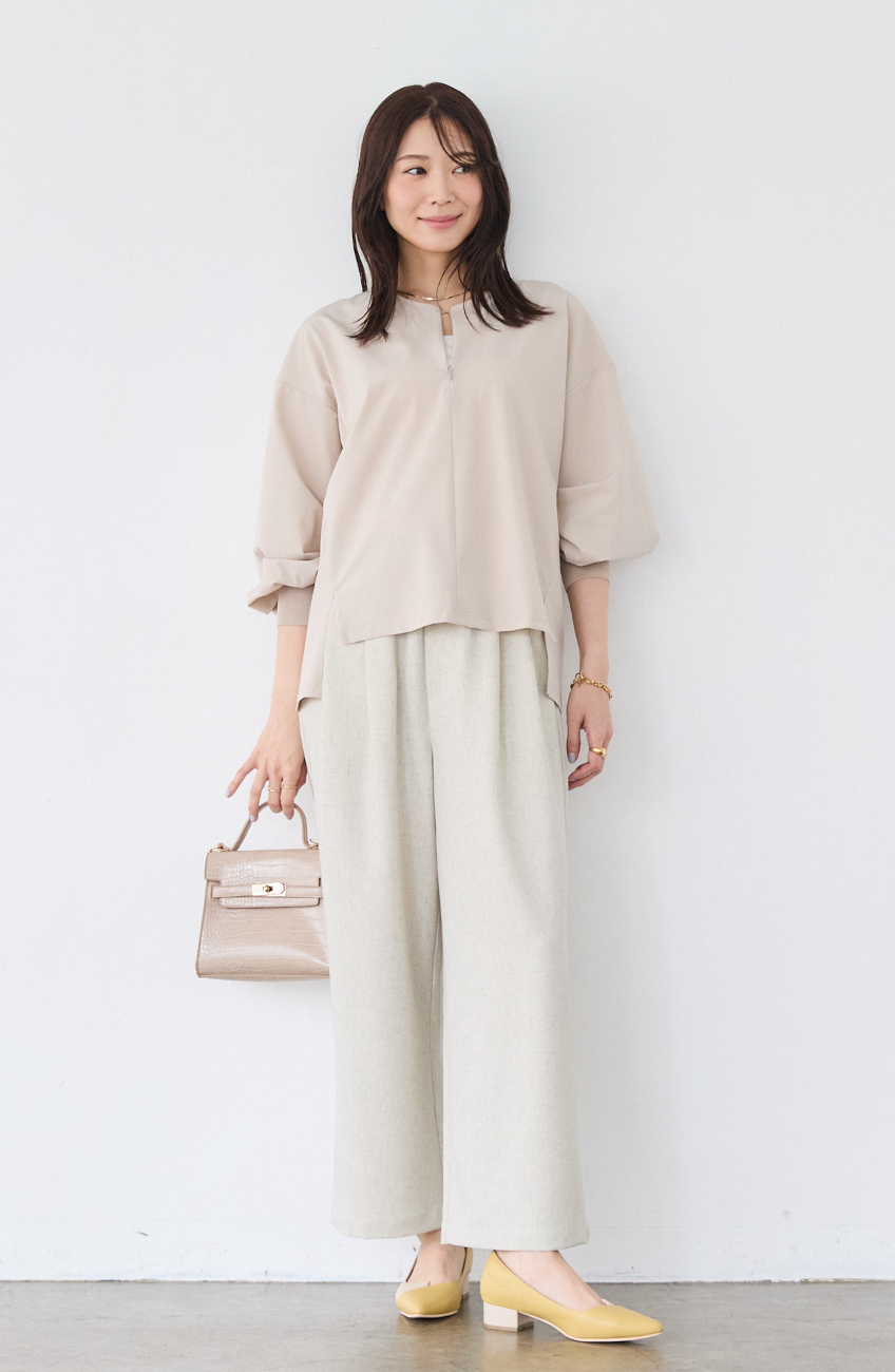 メランジゆるテーパードパンツ