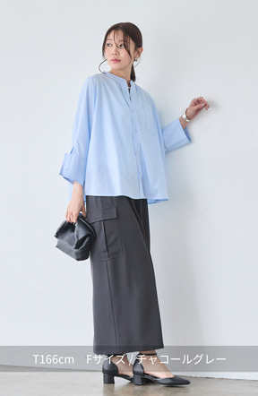 クレープドットボタンスカート