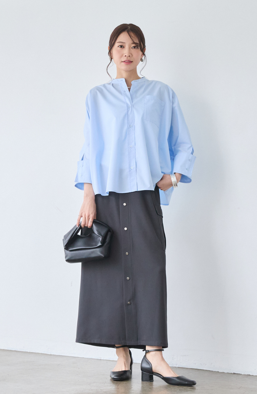 クレープドットボタンスカート