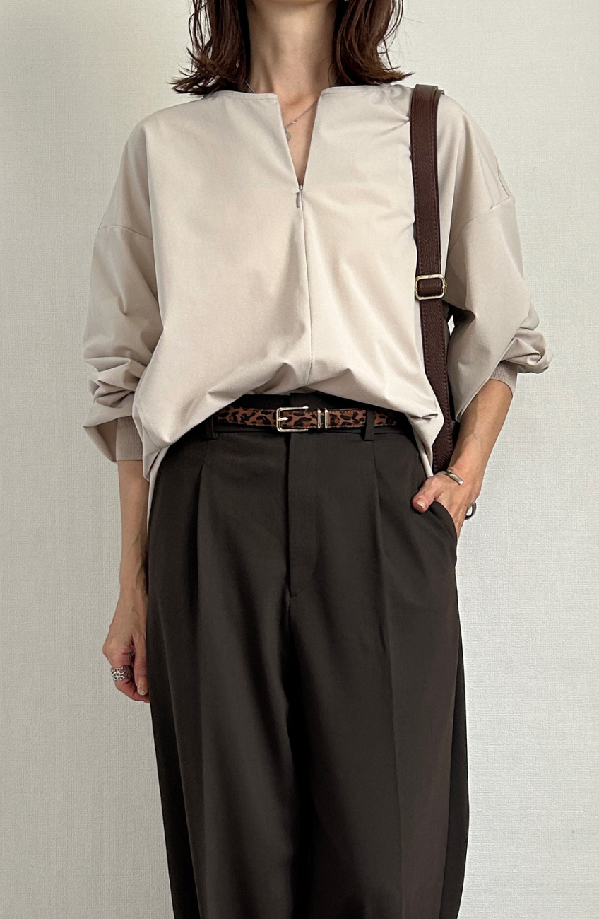 [acoさんコラボ] CICA配合サークルストレッチコクーンシルエットプルオーバー