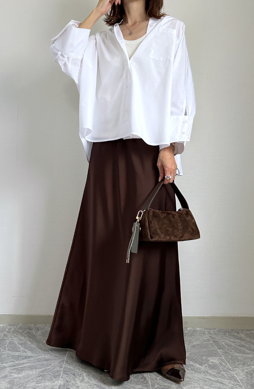 [acoさんコラボ] ノーカラーダブルカフスブラウス