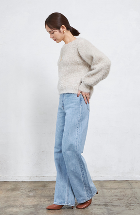 ダブルフェイスシャギーランタンスリーブプルオーバー