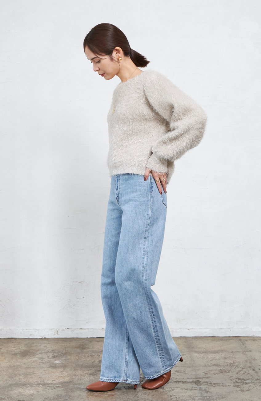 ダブルフェイスシャギーランタンスリーブプルオーバー