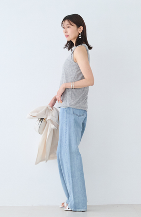 シアーフライス×チュールレイヤードタンクトップ