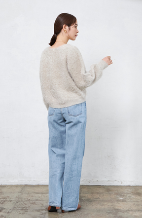 ダブルフェイスシャギーランタンスリーブプルオーバー