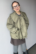 [春名 亜美さんコラボ] フリルカラー2WAYダウンジャケット