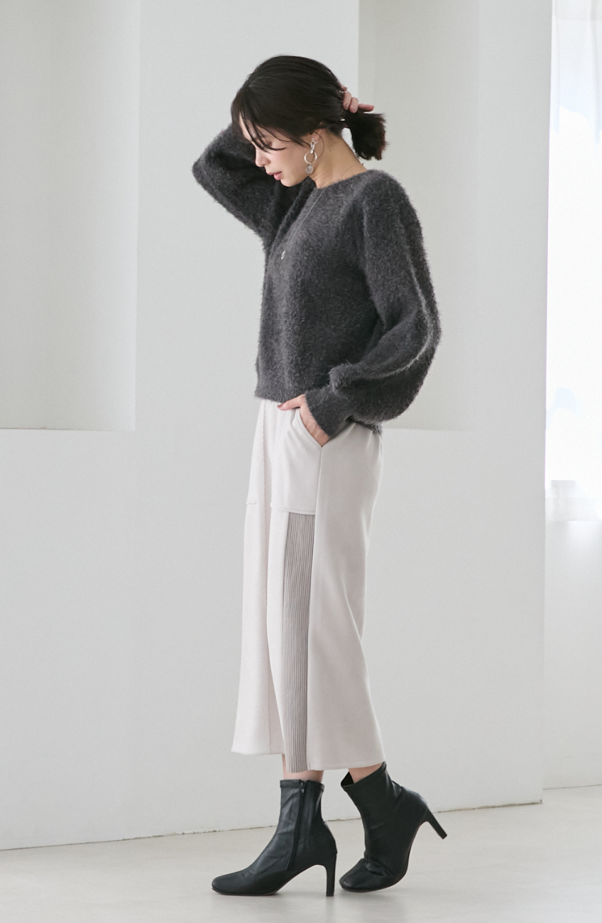 ダブルフェイスシャギーランタンスリーブプルオーバー