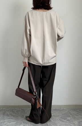 [acoさんコラボ] CICA配合サークルストレッチコクーンシルエットプルオーバー