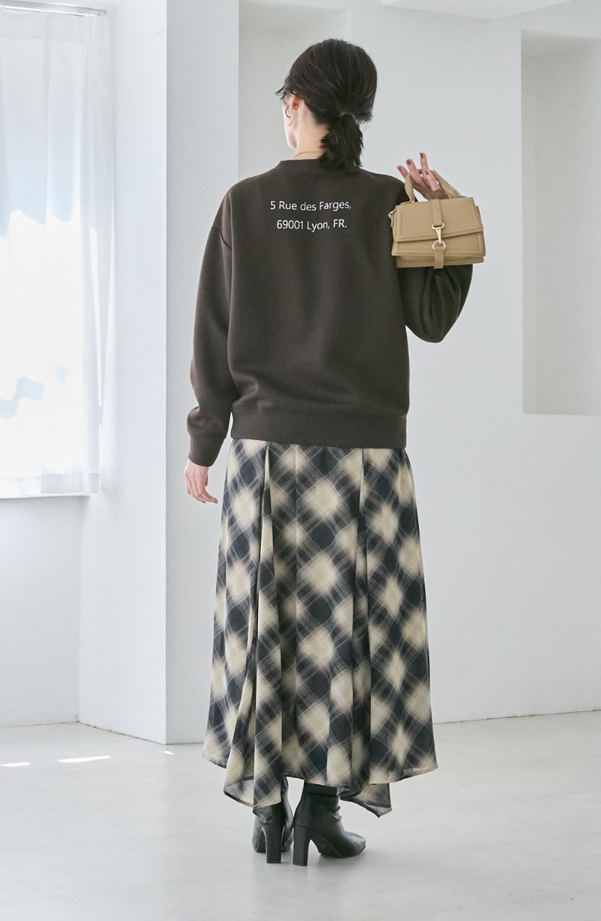 チェックシフォンパネルスカート