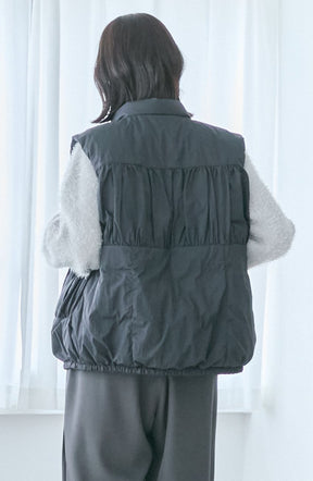 ティアードギャザーピュアダウンベスト