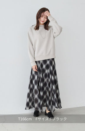 チェックシフォンパネルスカート