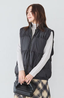 ティアードギャザーピュアダウンベスト