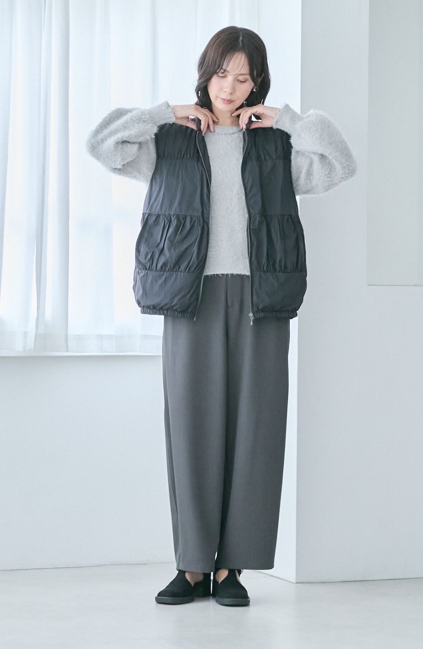 ティアードギャザーピュアダウンベスト