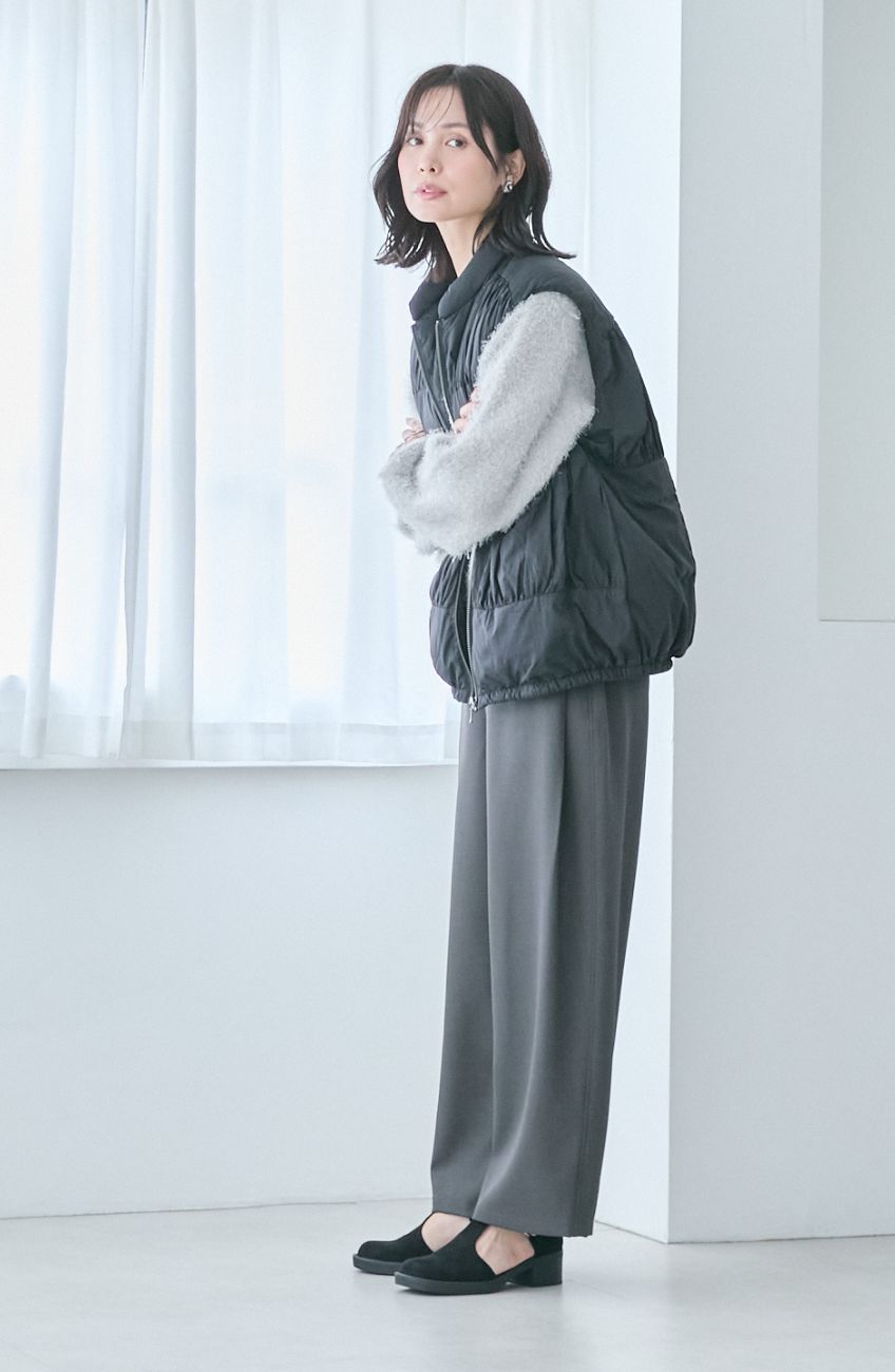 ティアードギャザーピュアダウンベスト