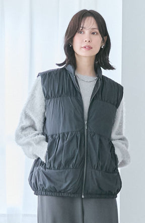 ティアードギャザーピュアダウンベスト