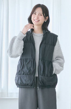 ティアードギャザーピュアダウンベスト