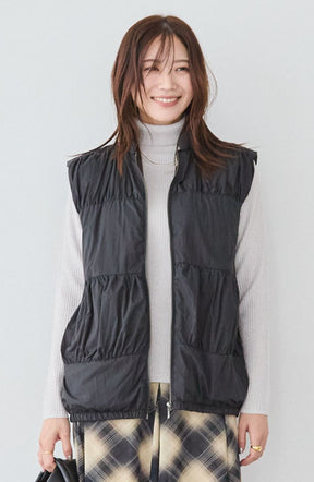 ティアードギャザーピュアダウンベスト