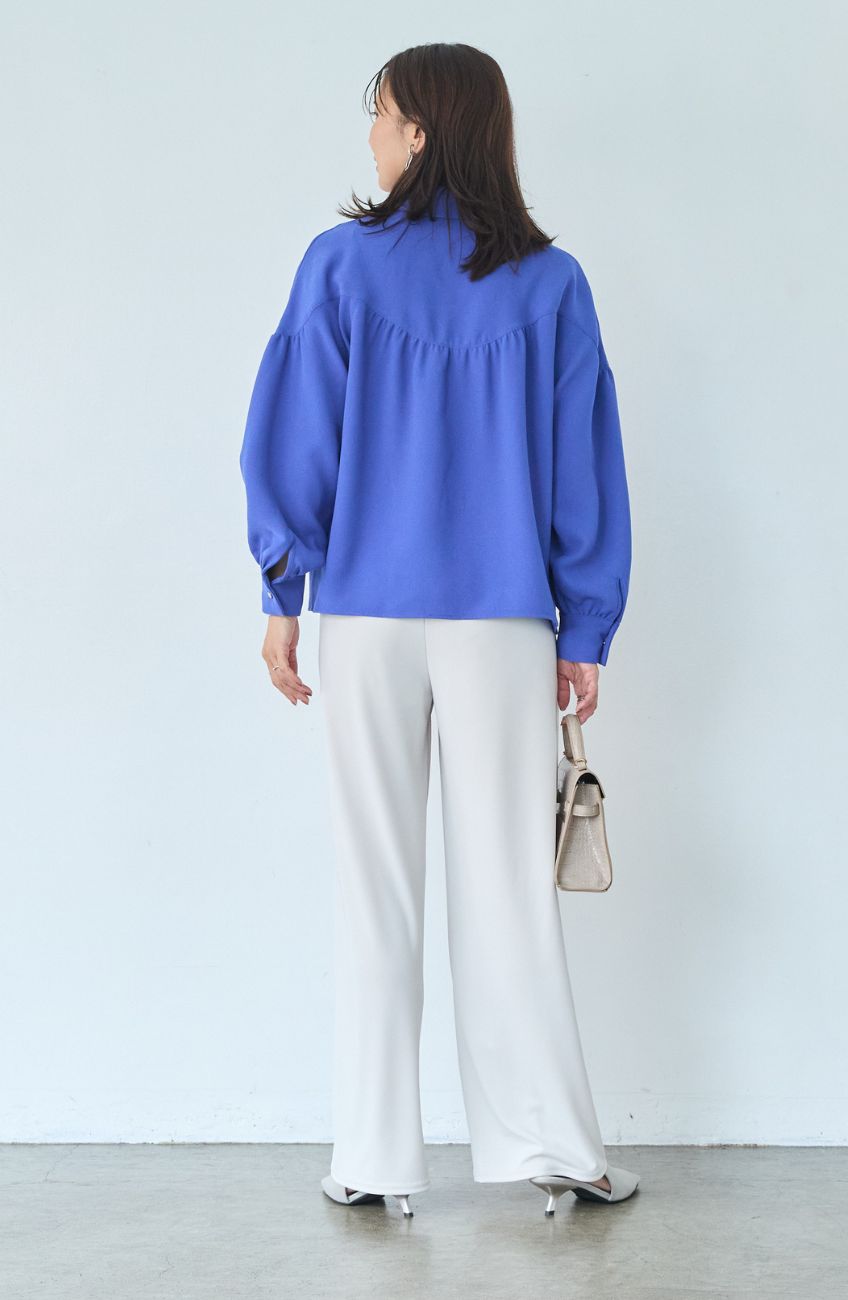 シルクライクボウタイブラウス