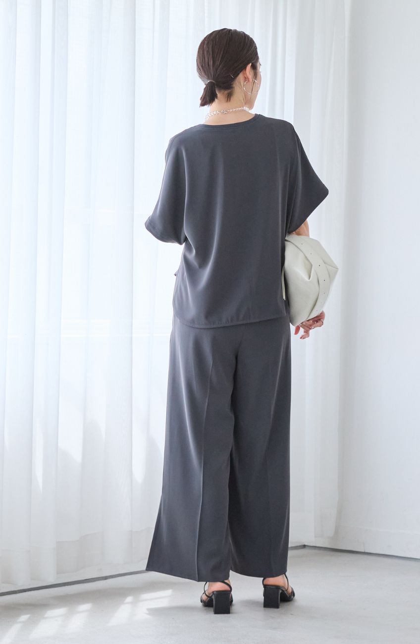 コーデSET] [夏も快適◎クールタッチ] ダブルクロスキーネックブラウス