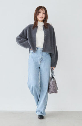 ダブルフェイスフェザーノーカラージャケット