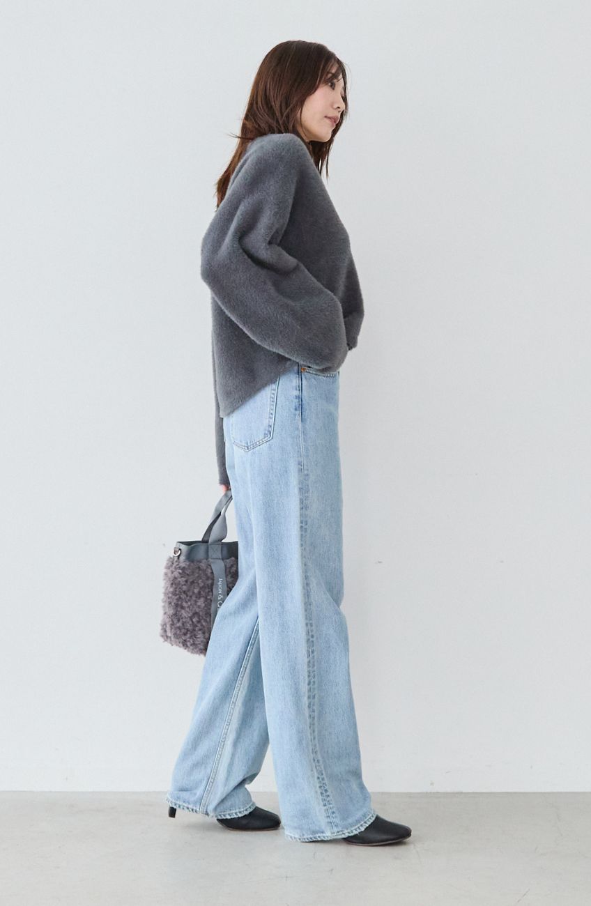 ダブルフェイスフェザーノーカラージャケット