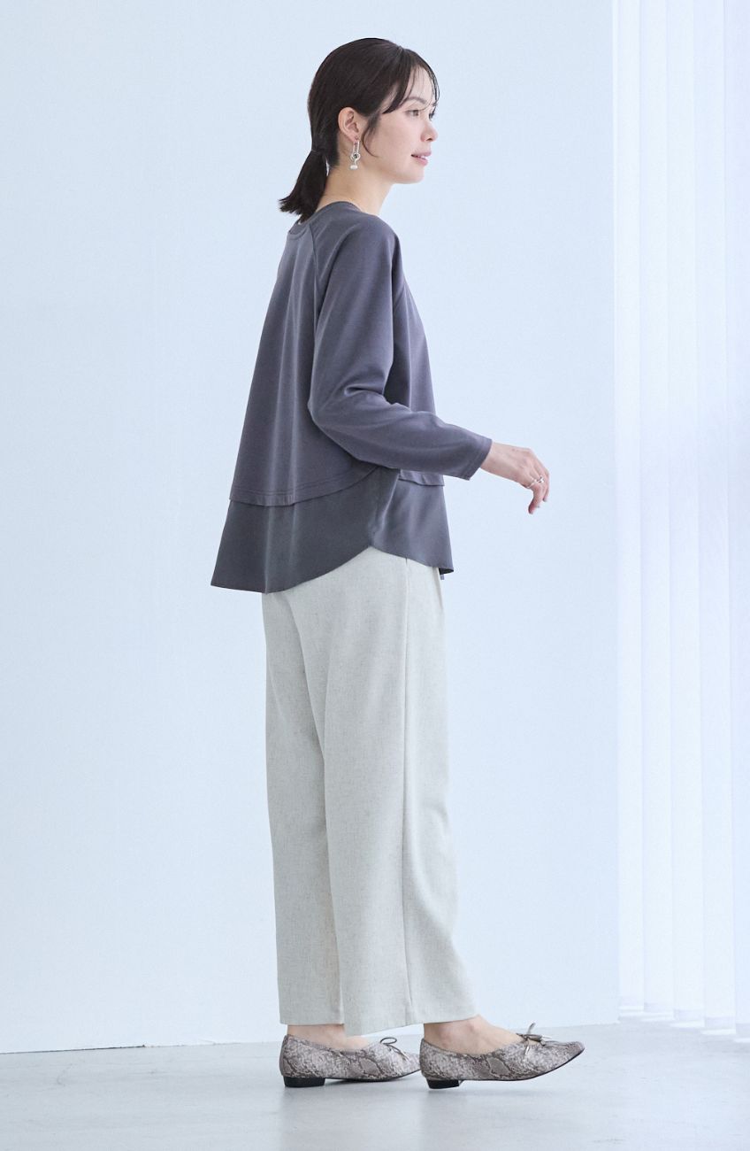 ポンチローマラグラン布帛切替プルオーバー