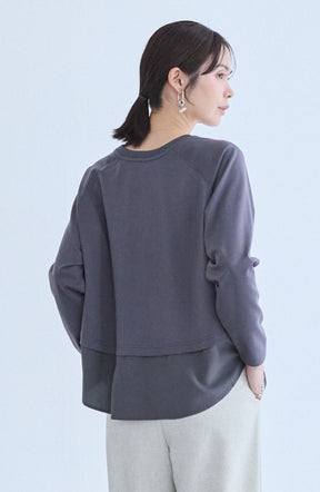 ポンチローマラグラン布帛切替プルオーバー