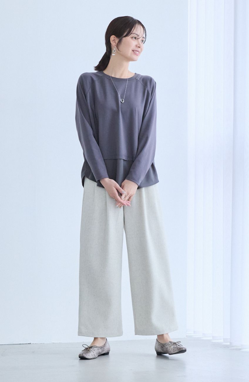 ポンチローマラグラン布帛切替プルオーバー