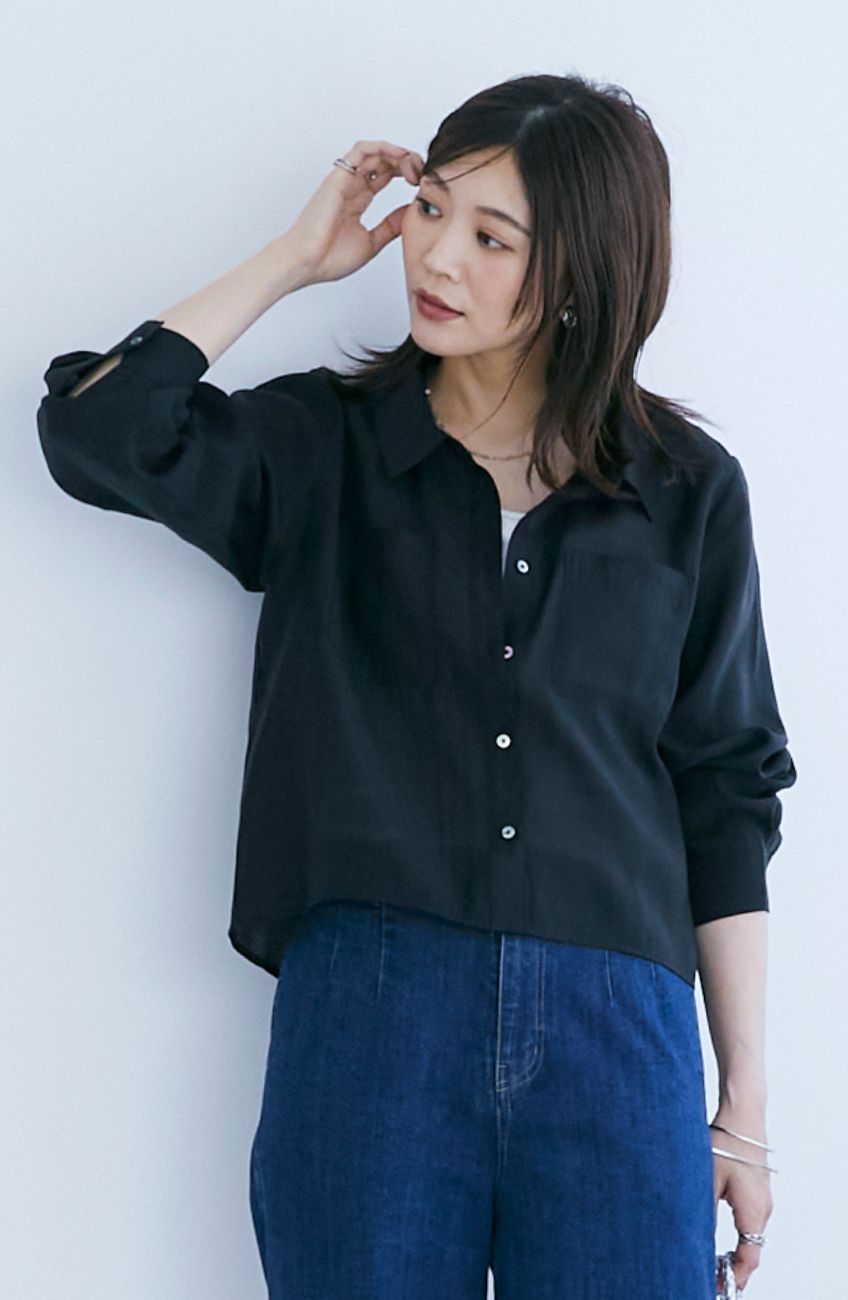 EC限定　シルキーショートブラウス