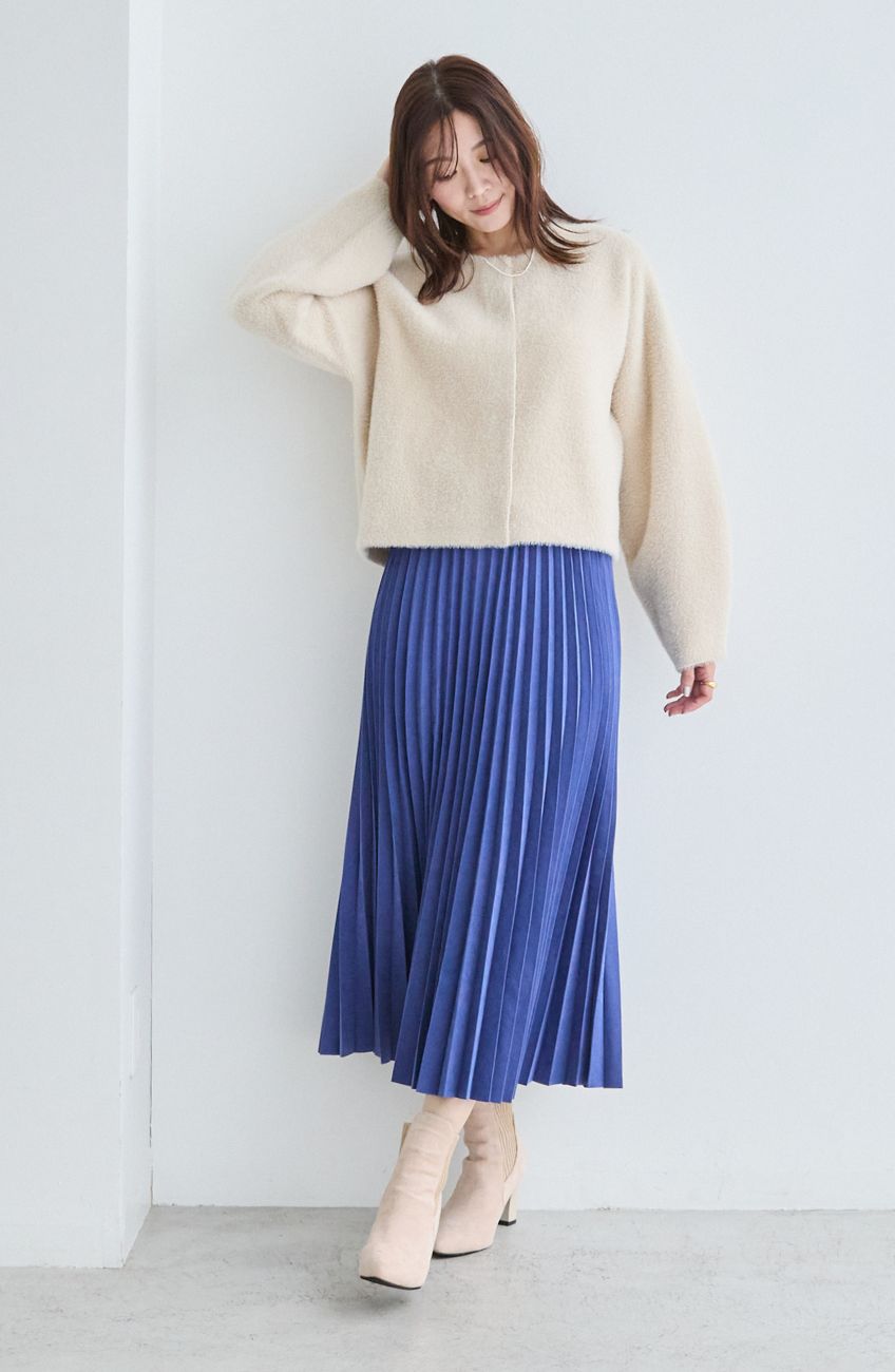 ダブルフェイスフェザーノーカラージャケット