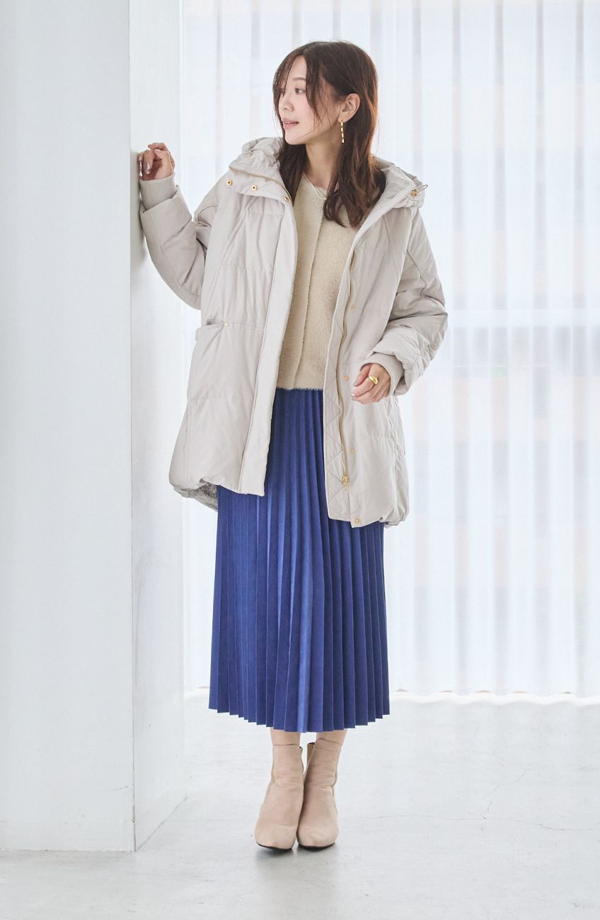 ダブルフェイスフェザーノーカラージャケット