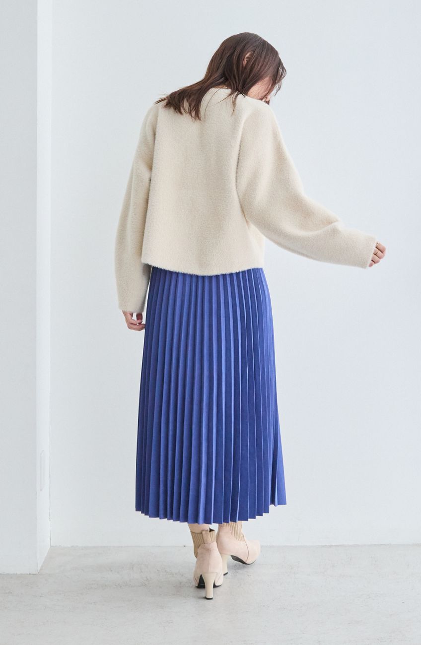 ダブルフェイスフェザーノーカラージャケット