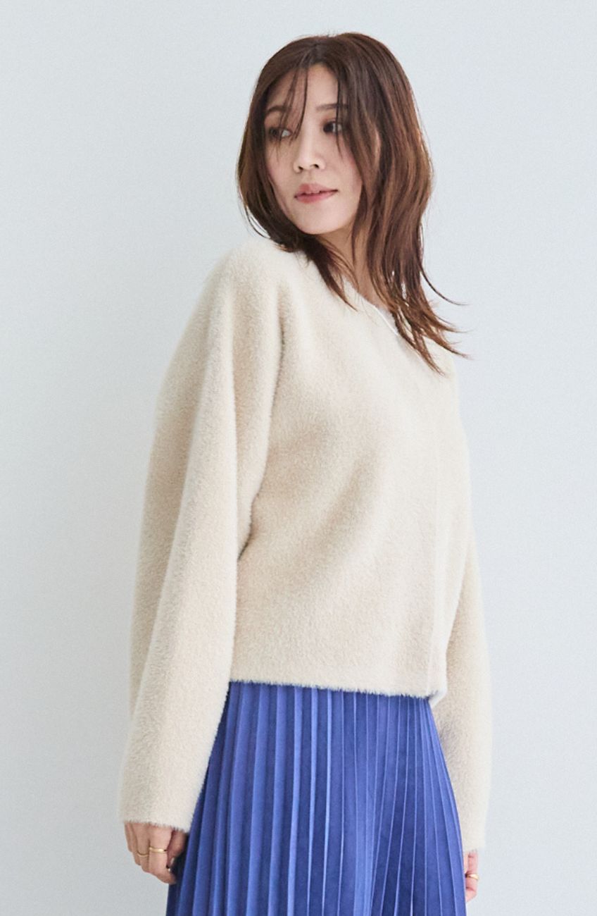 ダブルフェイスフェザーノーカラージャケット