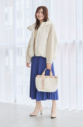 ダブルフェイスフェザーノーカラージャケット