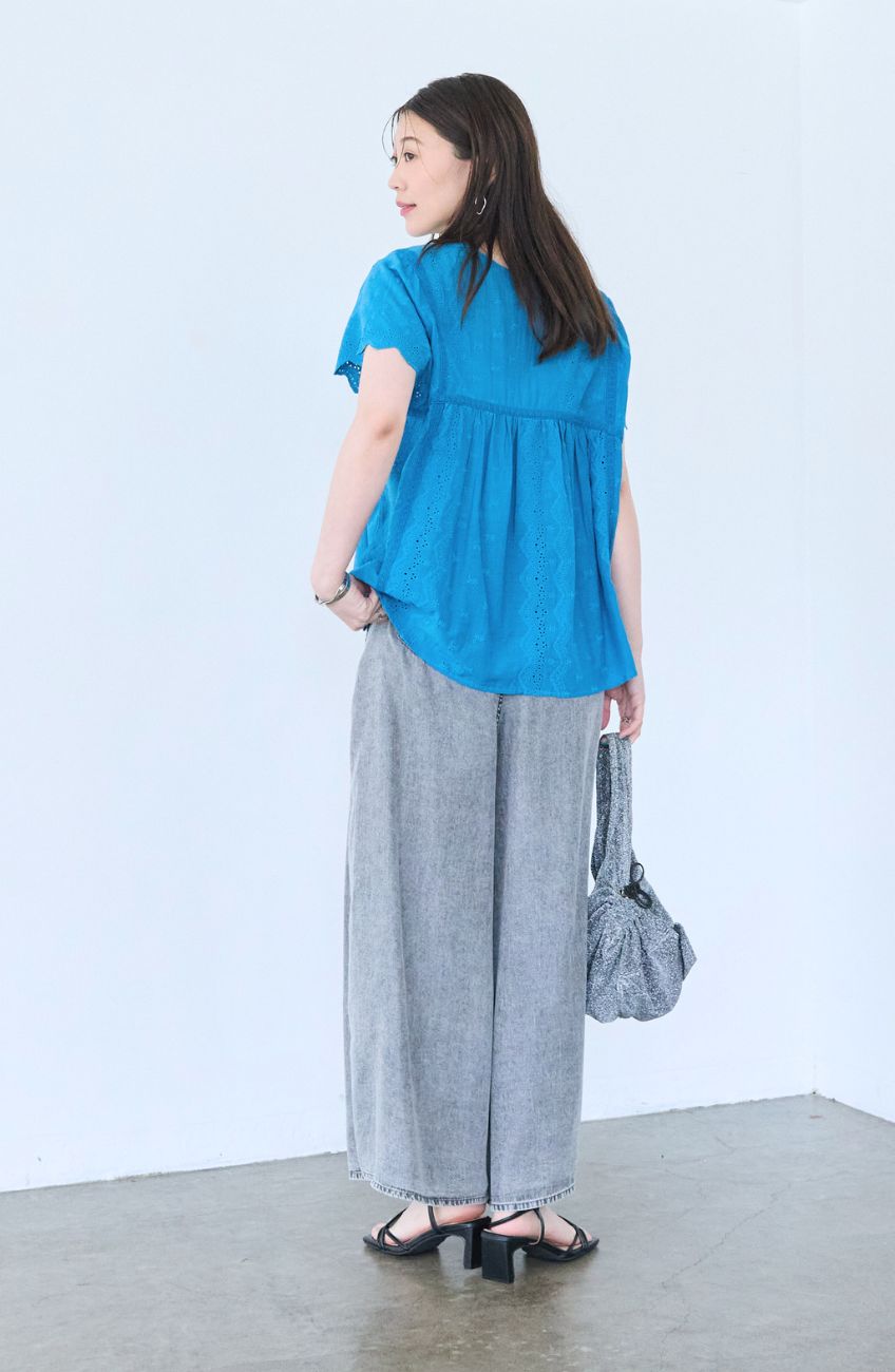 パウダーシルクデニムワイドパンツ