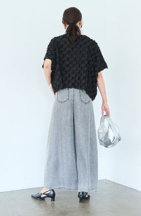 パウダーシルクデニムワイドパンツ
