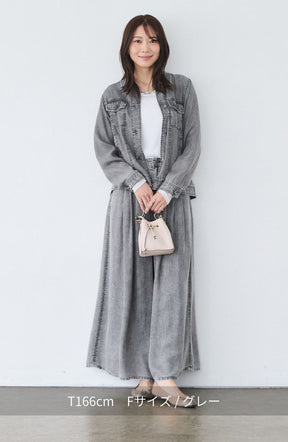パウダーシルクデニムステンワイドスリーブジャケット