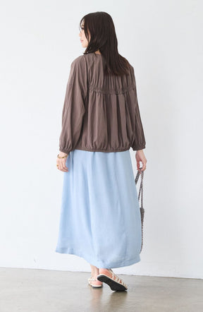 レーヨンナイロンギャザー切替ブルゾン