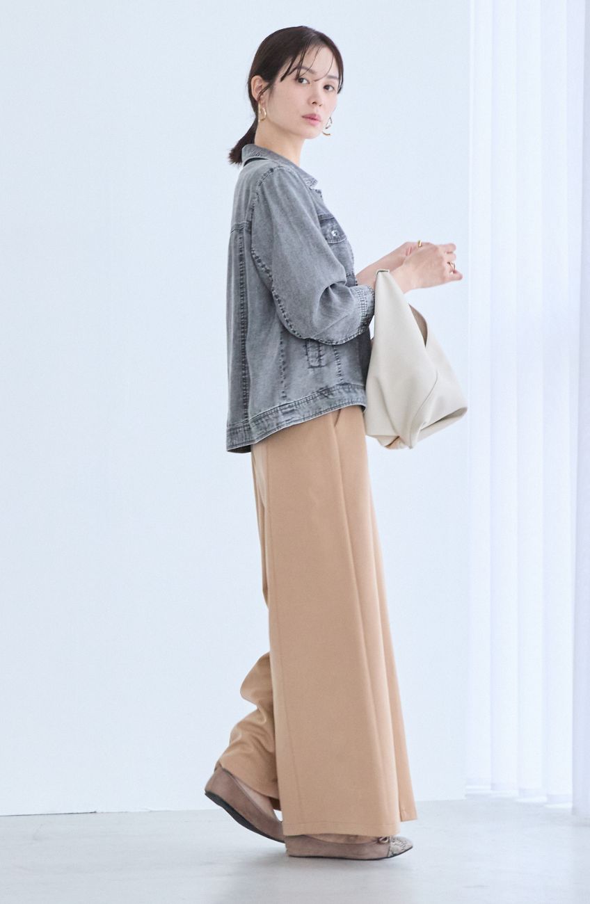 パウダーシルクデニムステンワイドスリーブジャケット