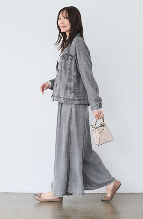 パウダーシルクデニムステンワイドスリーブジャケット