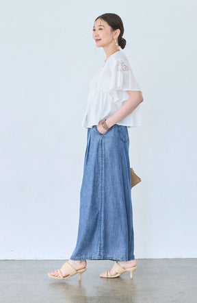 パウダーシルクデニムワイドパンツ